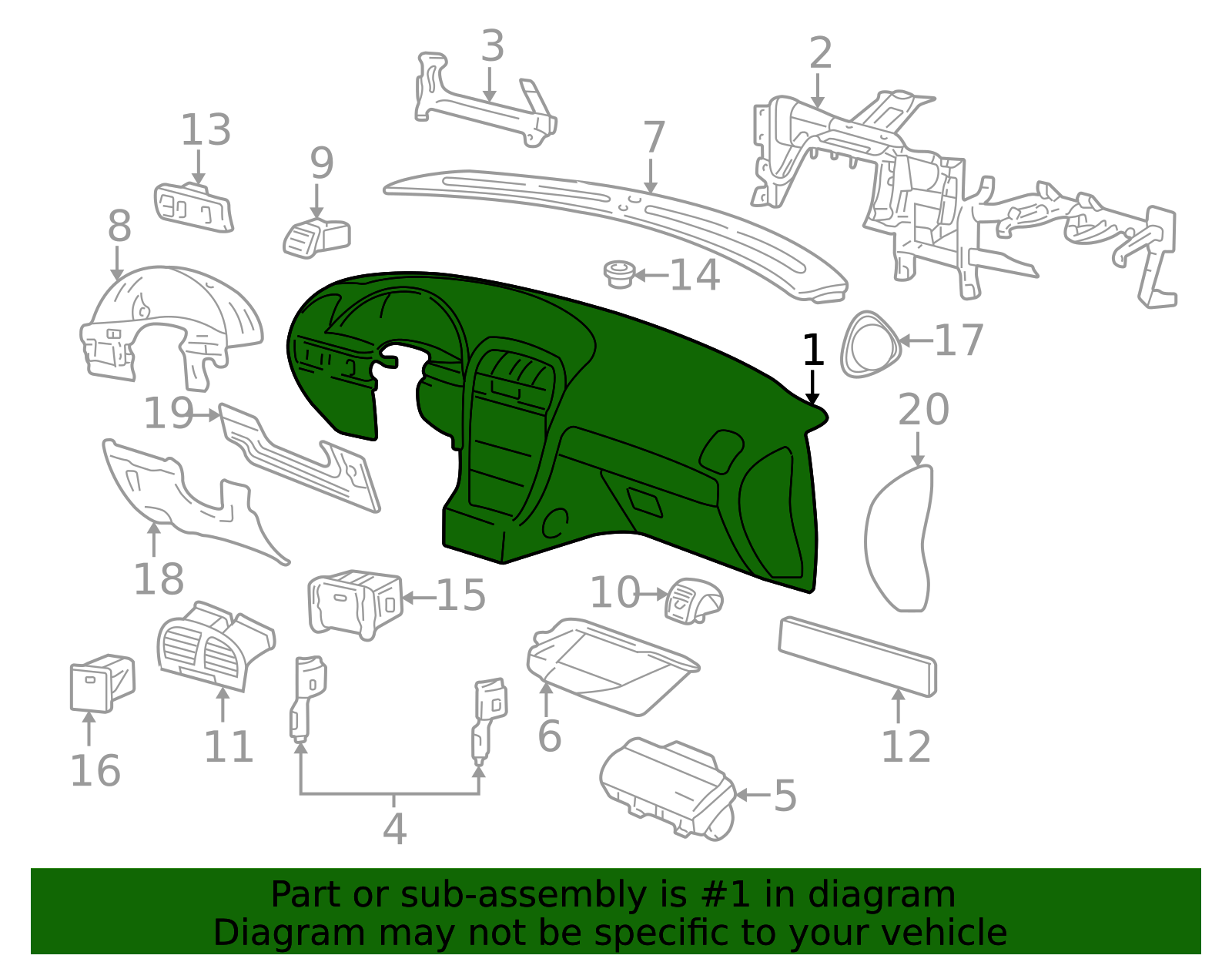 Instrument Panel - Ford (XW4Z-5404320-AAA)