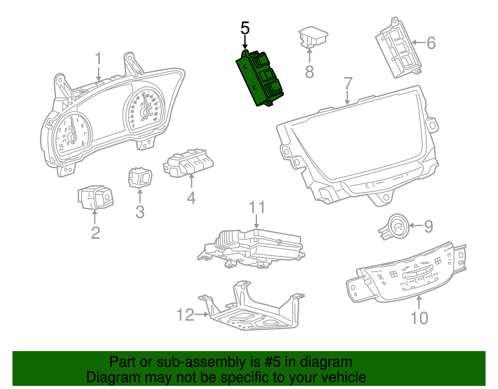 Ebony Parking Aid Alarm Disable Switch - Cadillac (84132240)