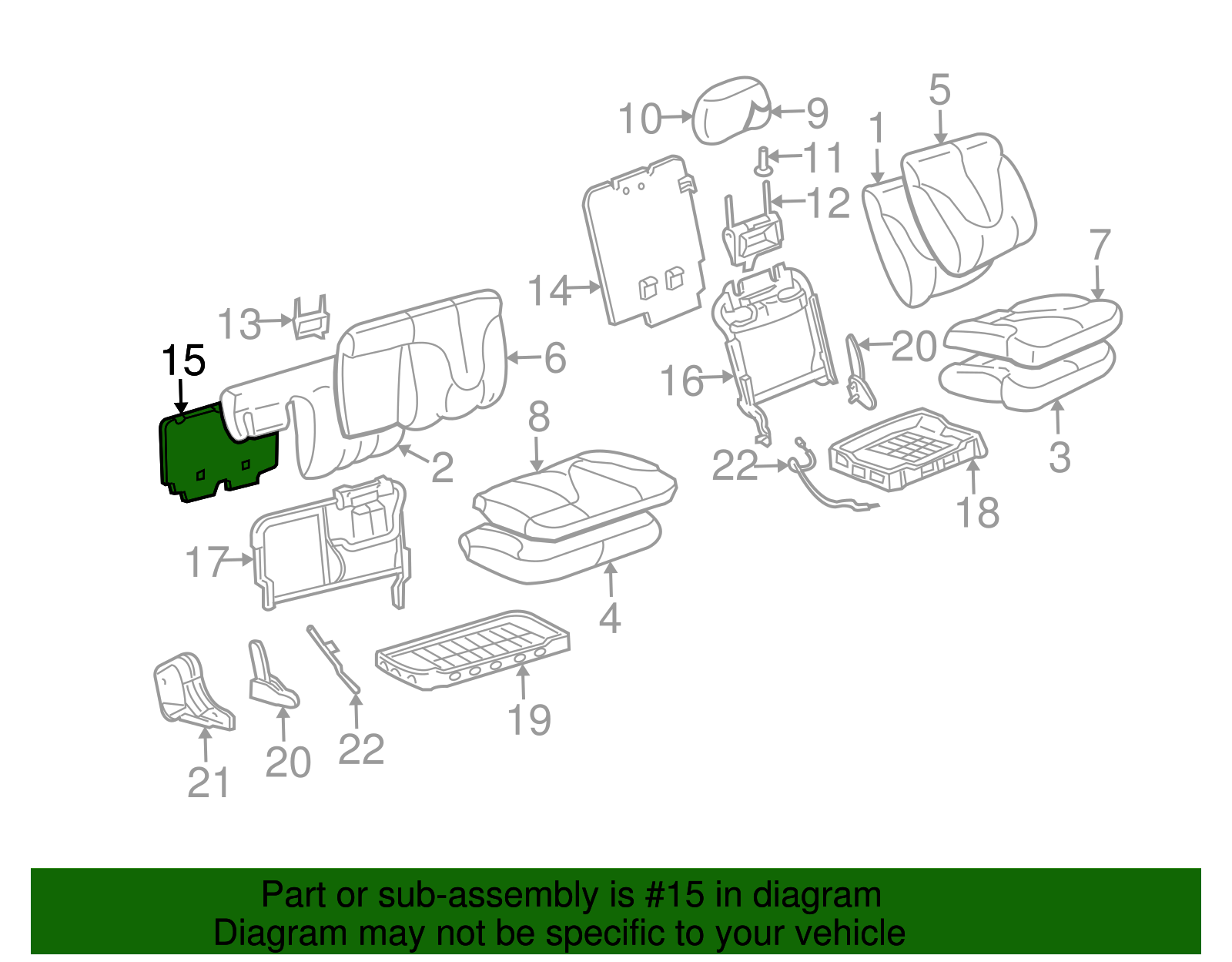 Panel, R/Seat Black Cushion Tr - GM (89041186)
