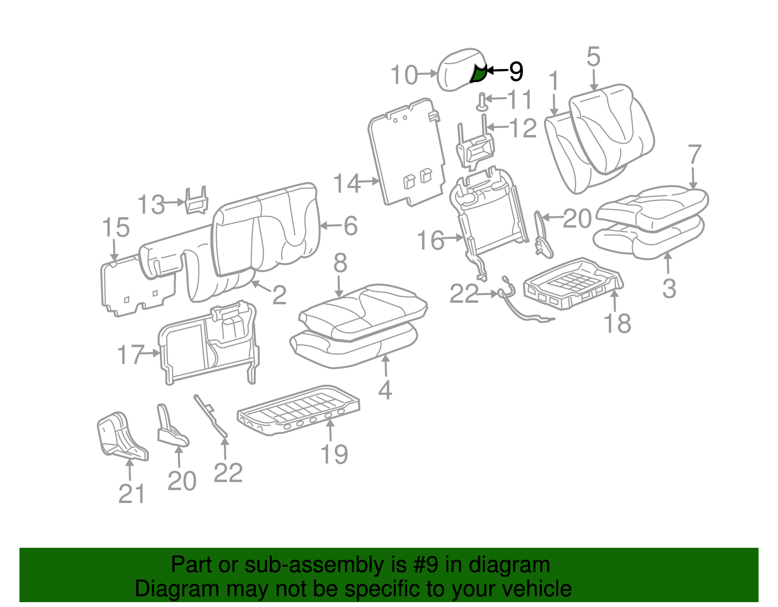 Headrest Pad - GM (88940648)