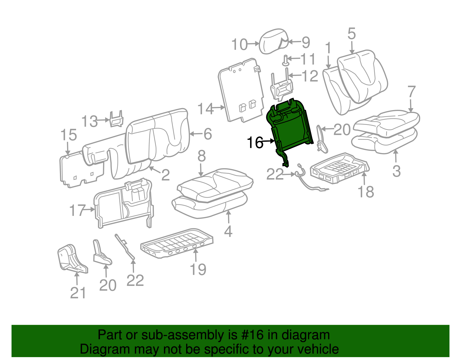Seat Back Frame - GM (89046497)