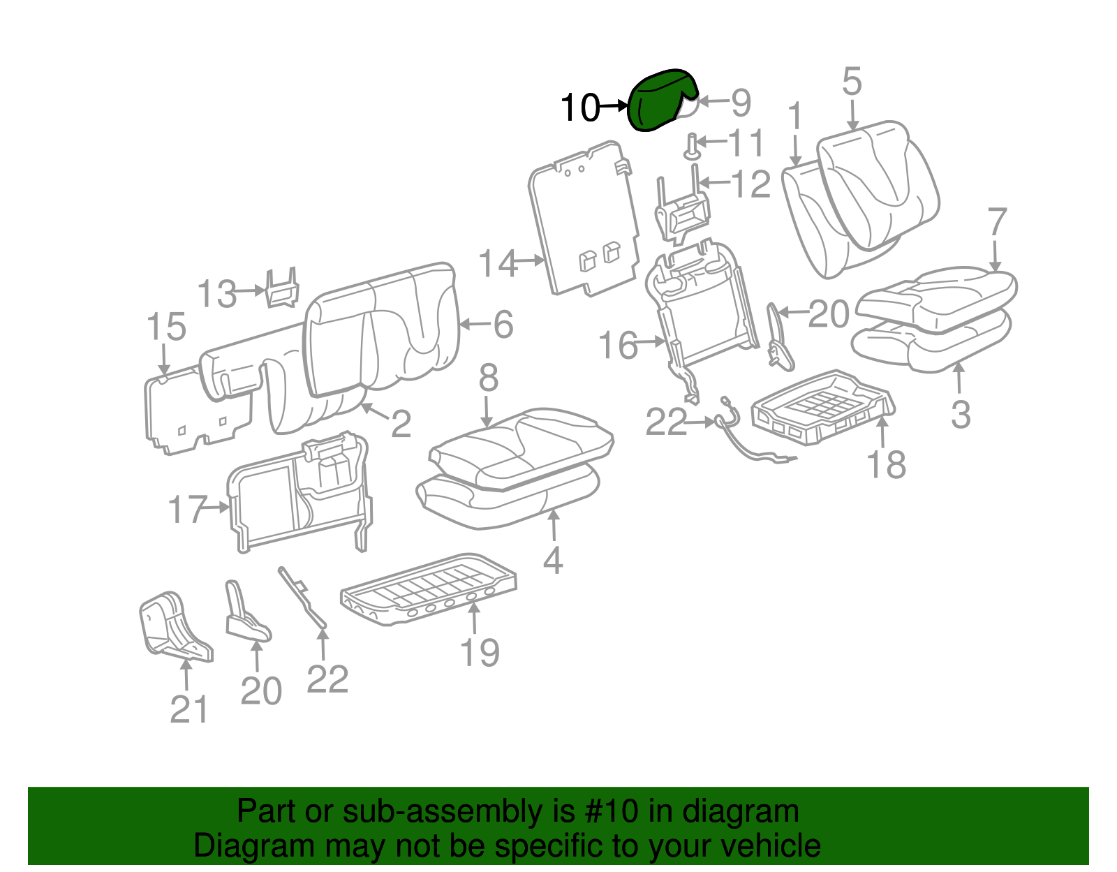 Cover, R/Seat H/Rst (Ebony)              *Ebony - GM (89040756)