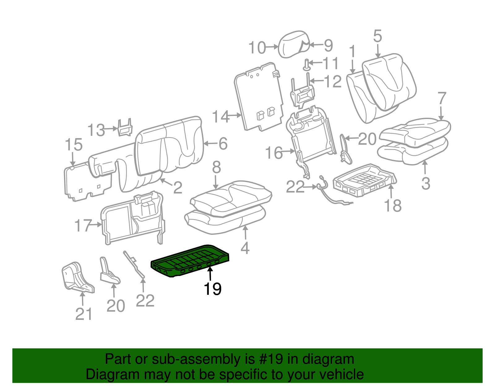 Frame, R/Seat Cushion - GM (88977080)