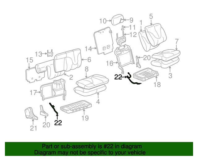 20032013 GM Rear Seat Back Latch Cable 88941330 GM