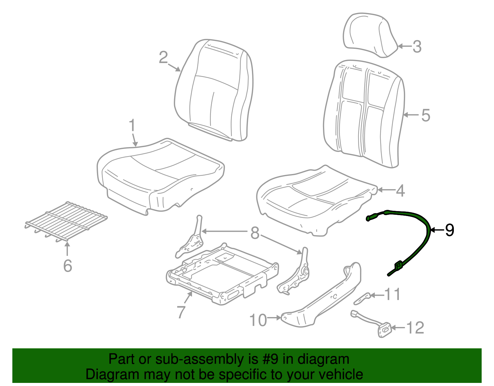 Cable Assembly, P/Seat Recl Actr - GM (12458606)