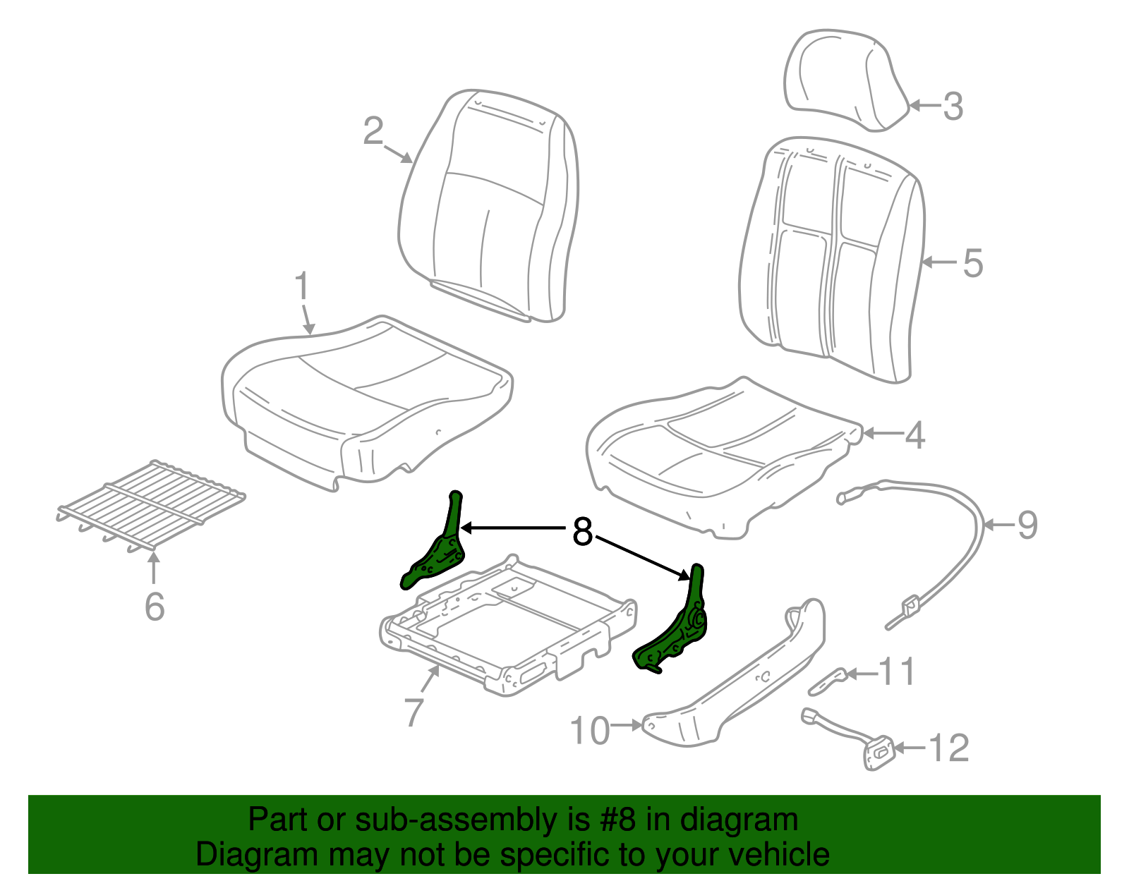 Recliner Assembly, D/Seat Otr - GM (12458603)