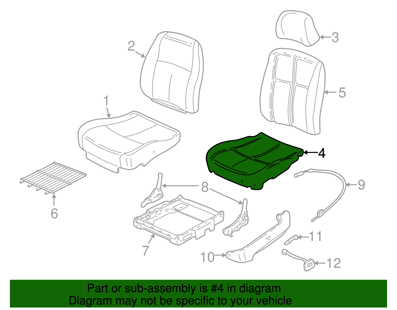 Pad Assembly, F/Seat Cushion - GM (88895966)