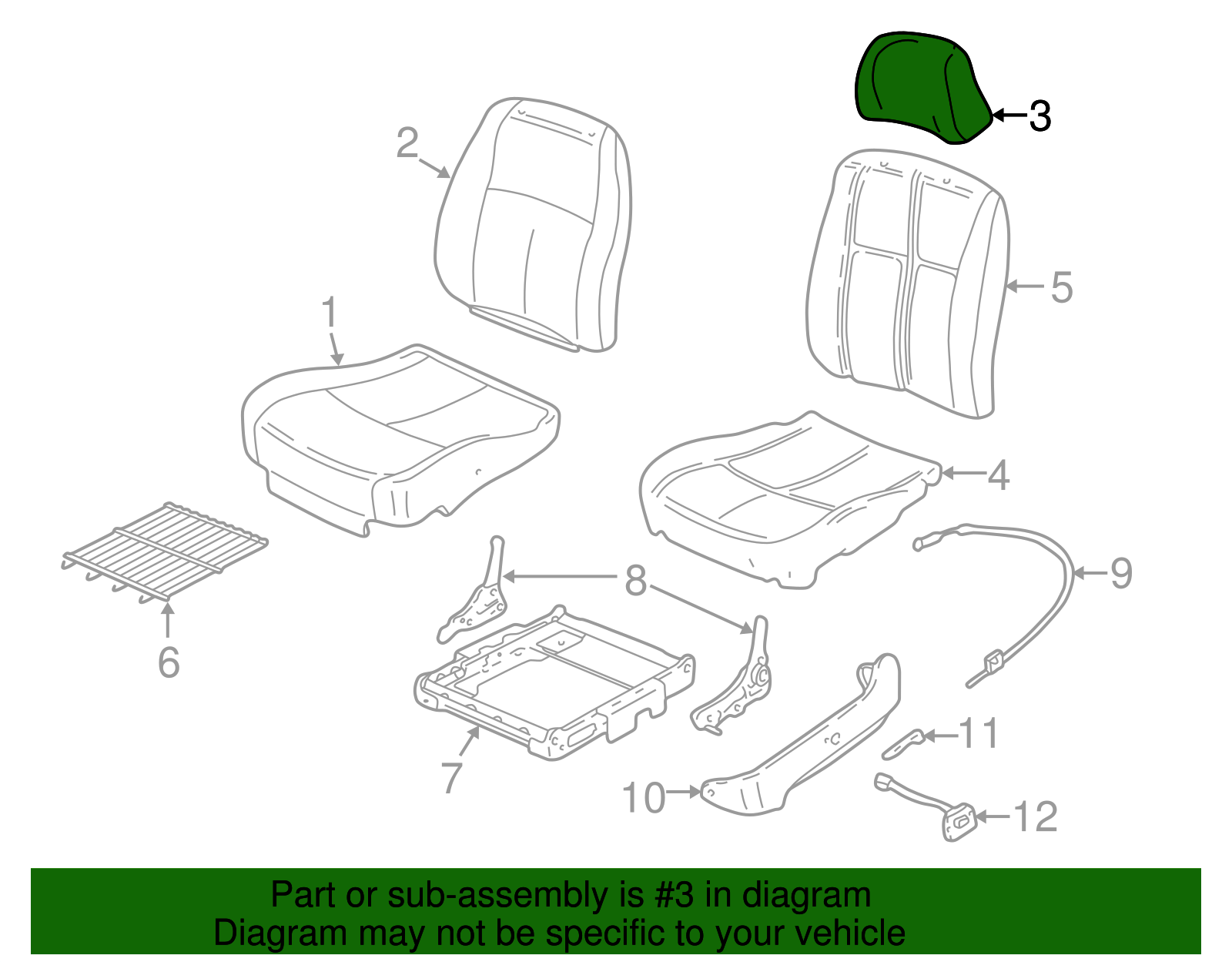 Restraint Assembly, R/Seat HD                 *Neutral - GM (88895953)