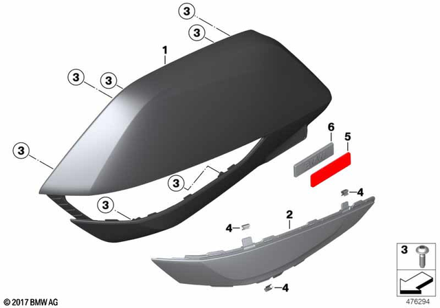 46548565332 - Trim For Case Lid Right - Rohteil/Blank 2017-2024 