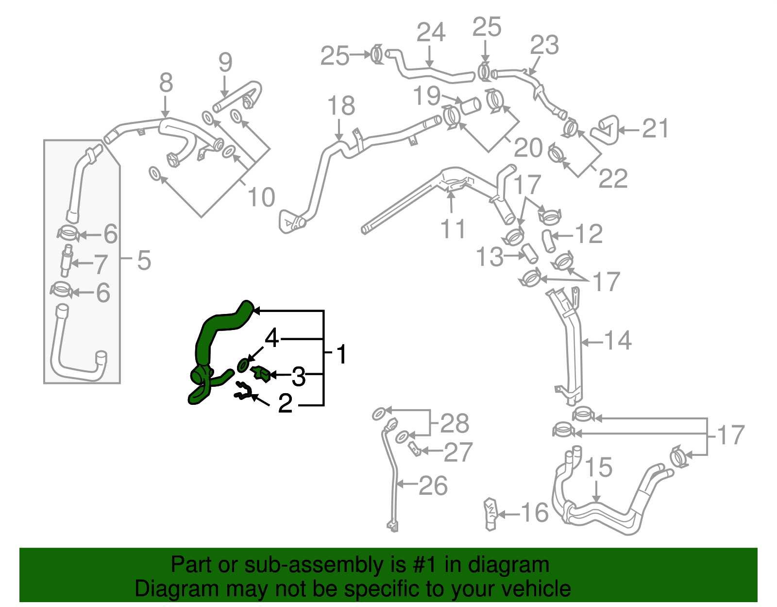 Lower Hose - Volkswagen (7L6-122-051-J)