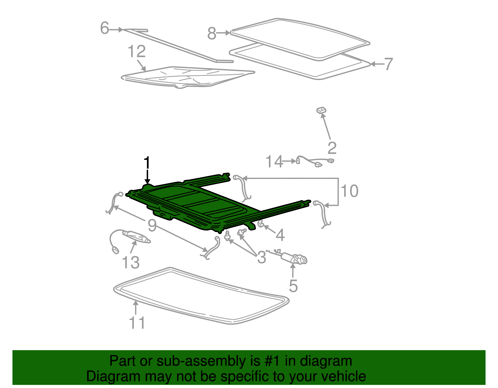 Module Assembly, Sun Roof (Less Glass, Sunshade & Lace) - GM (88937356)
