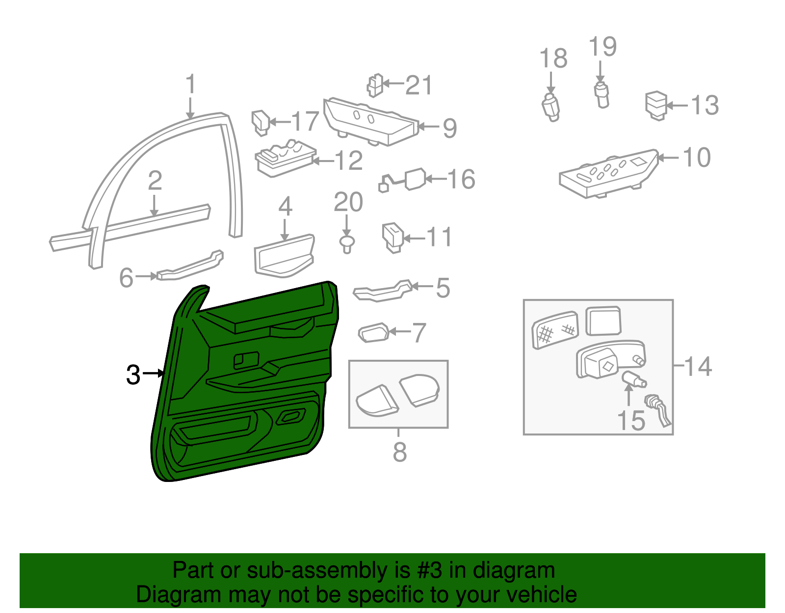 Door Trim Panel - Ford (YW3Z-5423942-CAE)