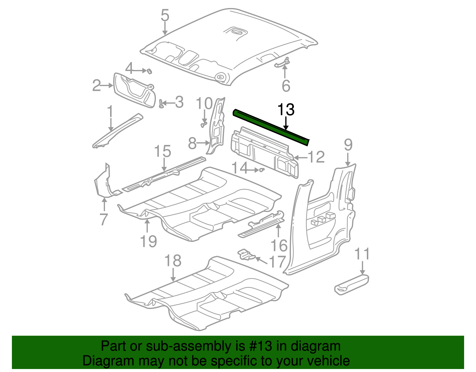 Rear Glass Molding - GM (89022747)