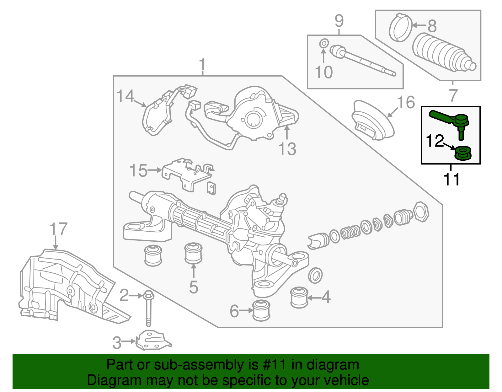 53540-T1W-A01 - 2012-2016 Honda CR-V - End R Tie Rod | Genuine Honda Parts