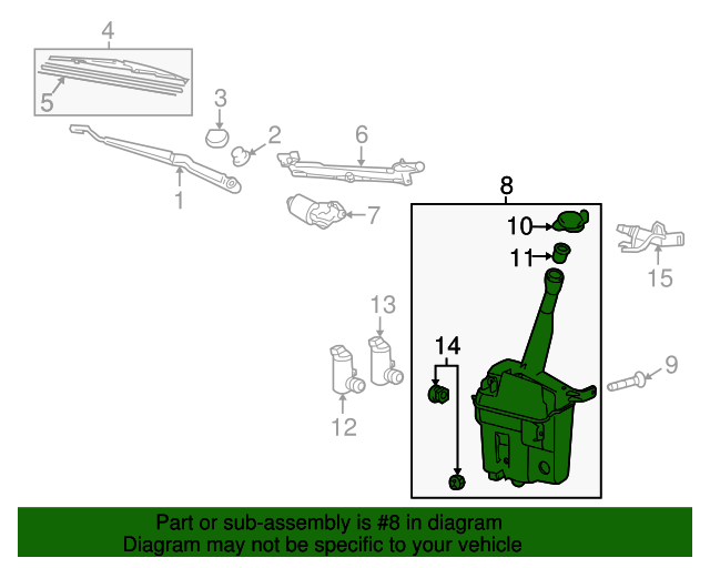 20092010 Pontiac Vibe Windshield Washer Fluid Reservoir 19184593 GM