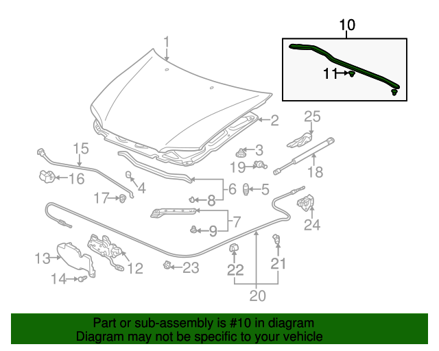 74143-S84-A00 - Hood Seal 1998-2002 Honda Accord | AutoNationParts.com