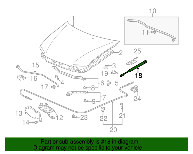 74145S87A01 Stay Assembly, Hood Opener 19982002 Honda Accord