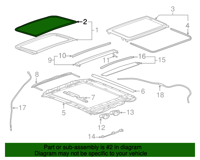 Cadillac GM OEM 08-14 CTS Sunroof-Rear Seal 20913285