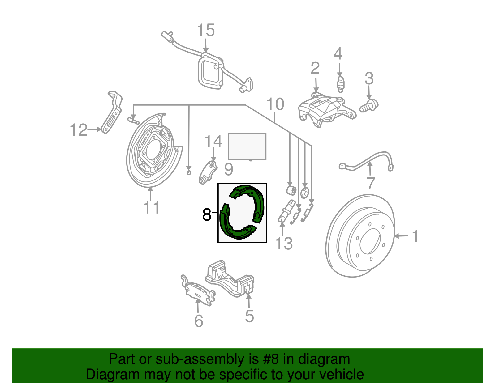 Rear Parking Brake Shoe - GM (15240815)