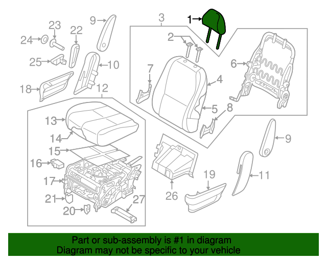 20152016 Kia Sedona Headrest 89700A9080DLE QuirkParts