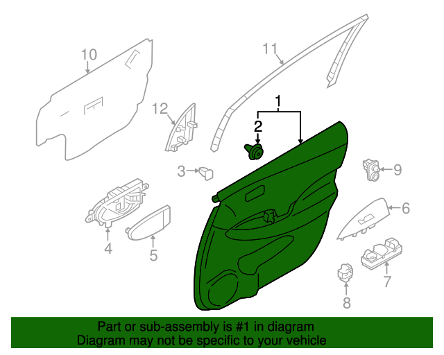20132017 Nissan Leaf Door Trim Panel Driver's Side (LH) 809013NF0A