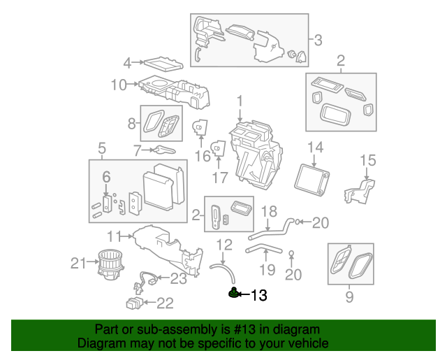 20072017 GM Air Conditioning Evaporator Drain 25874761