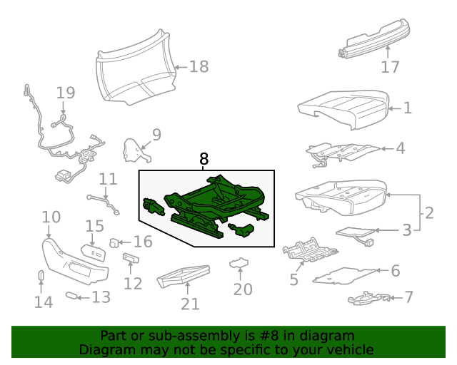 84832857 Front Passenger Side Seat Cushion Frame 20212024 Cadillac