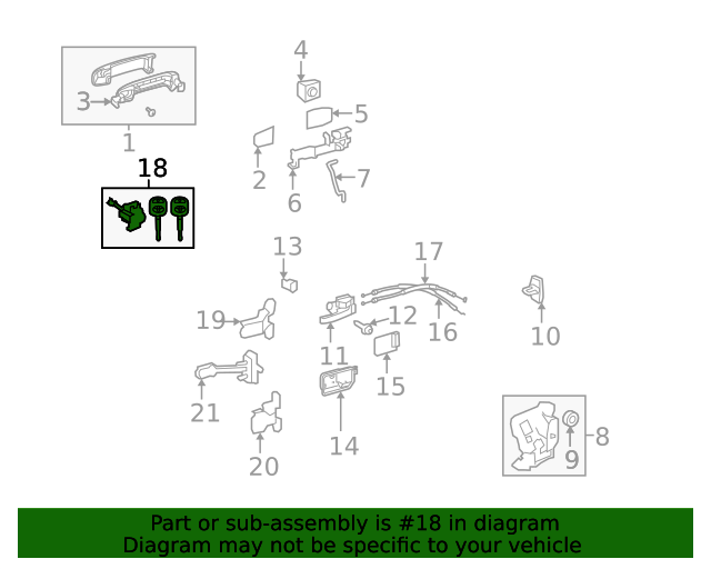 20072019 Toyota Door Lock Cylinder (Left) 690520C010 Toyota Parts