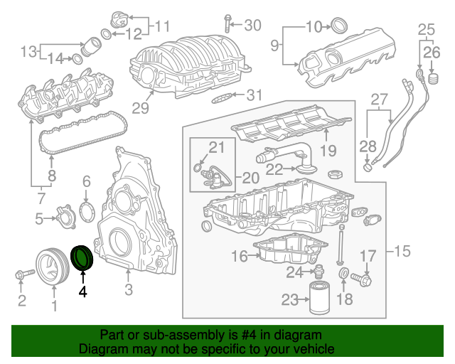 12634614 Front Crankshaft Engine Oil Seal 20142024 GM Chevrolet