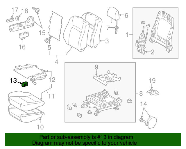 20122015 Toyota Seat Heater Control Module (Left, Right) 8750106010