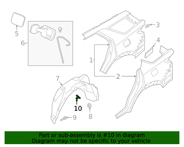 2020 Ford Quarter Panel Splash Shield Nut W719534S300 QuirkParts