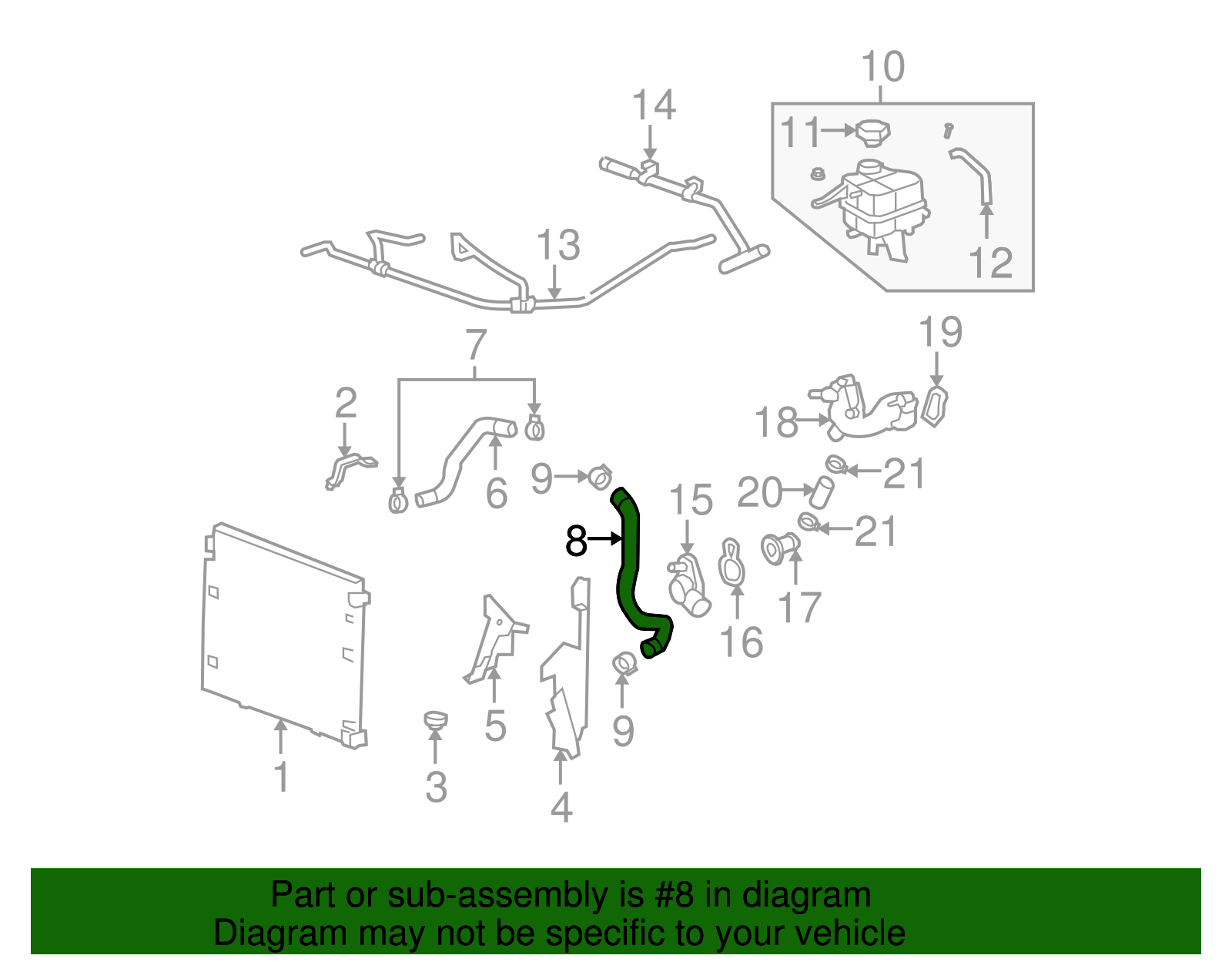 Hose, Rad Otlt - Cadillac (89025029)