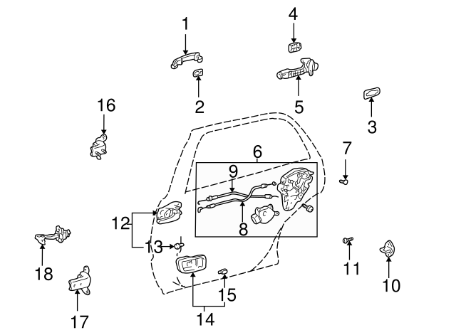 Toyota 68780-60031 Rear Door Hinge Assembly