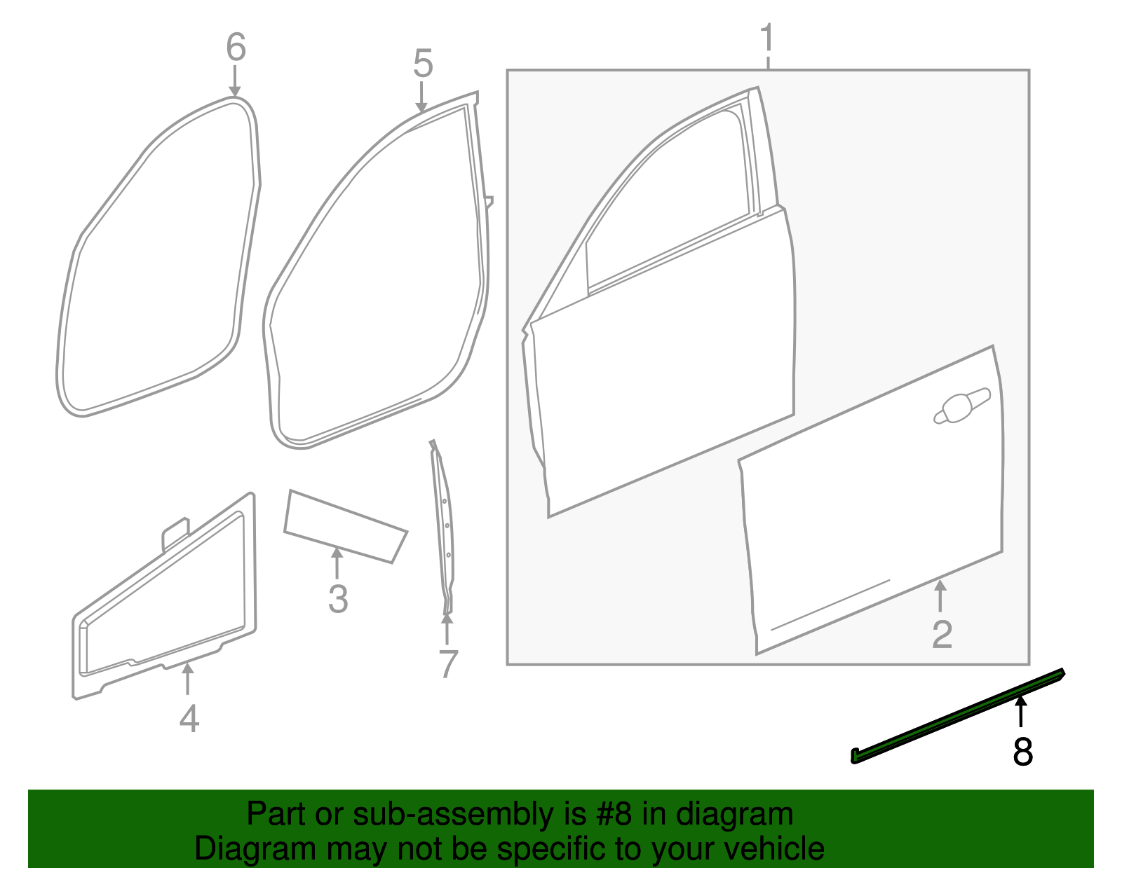 Driver Side Front Door Lower Auxiliary Weatherstrip - GM (84027085)
