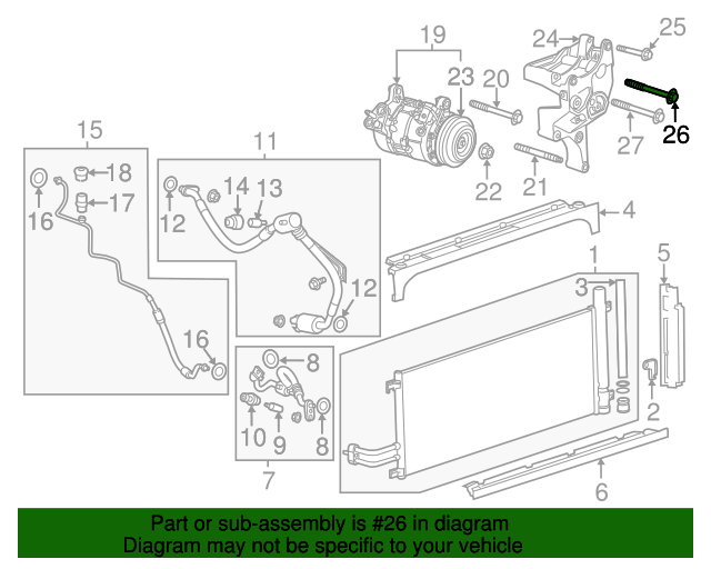 🔩 Perno De Compresor Aire Acondicionado GM Genuino 11588757 (Para Buick, Chevrolet, GMC 2013-2024)
