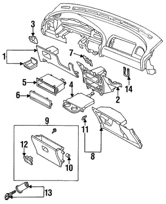 19951996 Mazda Protege Glove Box Stopper BC1D64073 QuirkParts