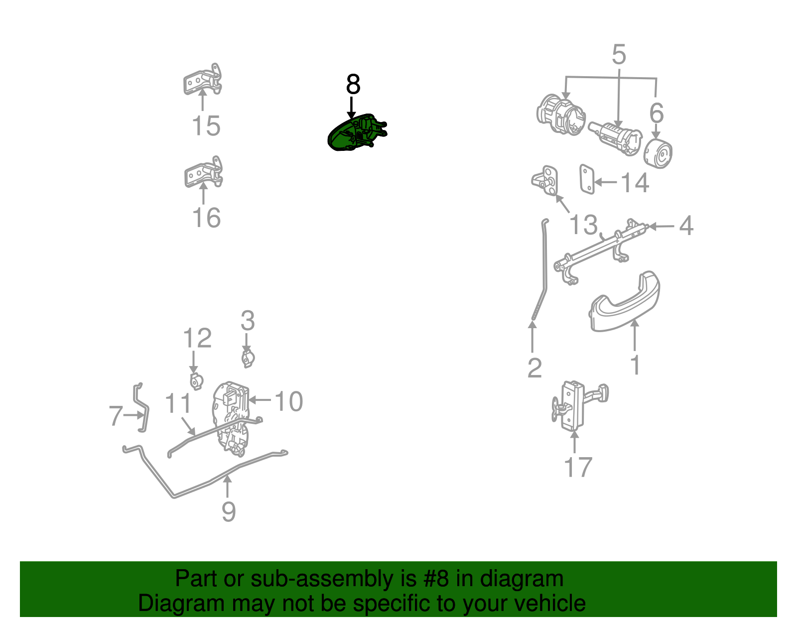 Handle Assembly, Front S/D I/S - GM (10370515)
