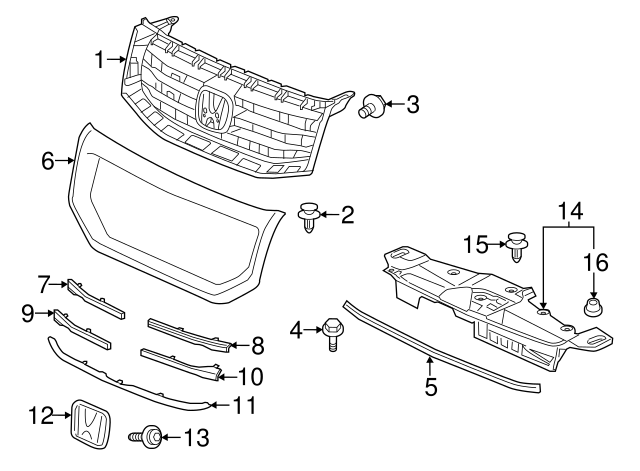 Genuine Honda 75101-SZA-A11 Grille Base
