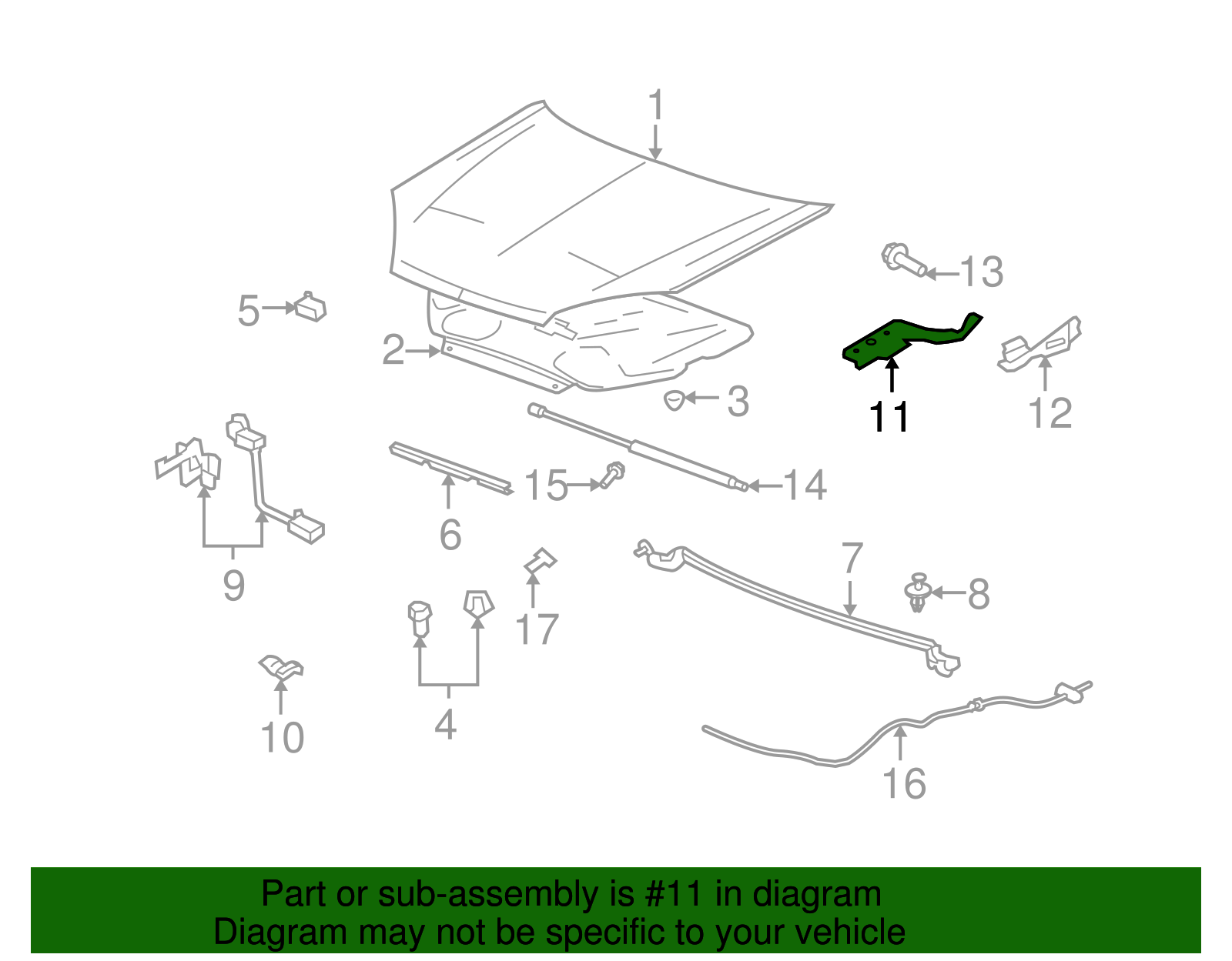 Passenger Side Hood Hinge - GM (10389514)