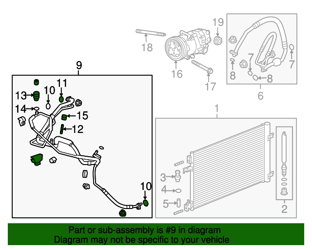 20132016 Buick Verano Air Conditioning Compressor and Condenser Hose Assembly 22858438 QuirkParts