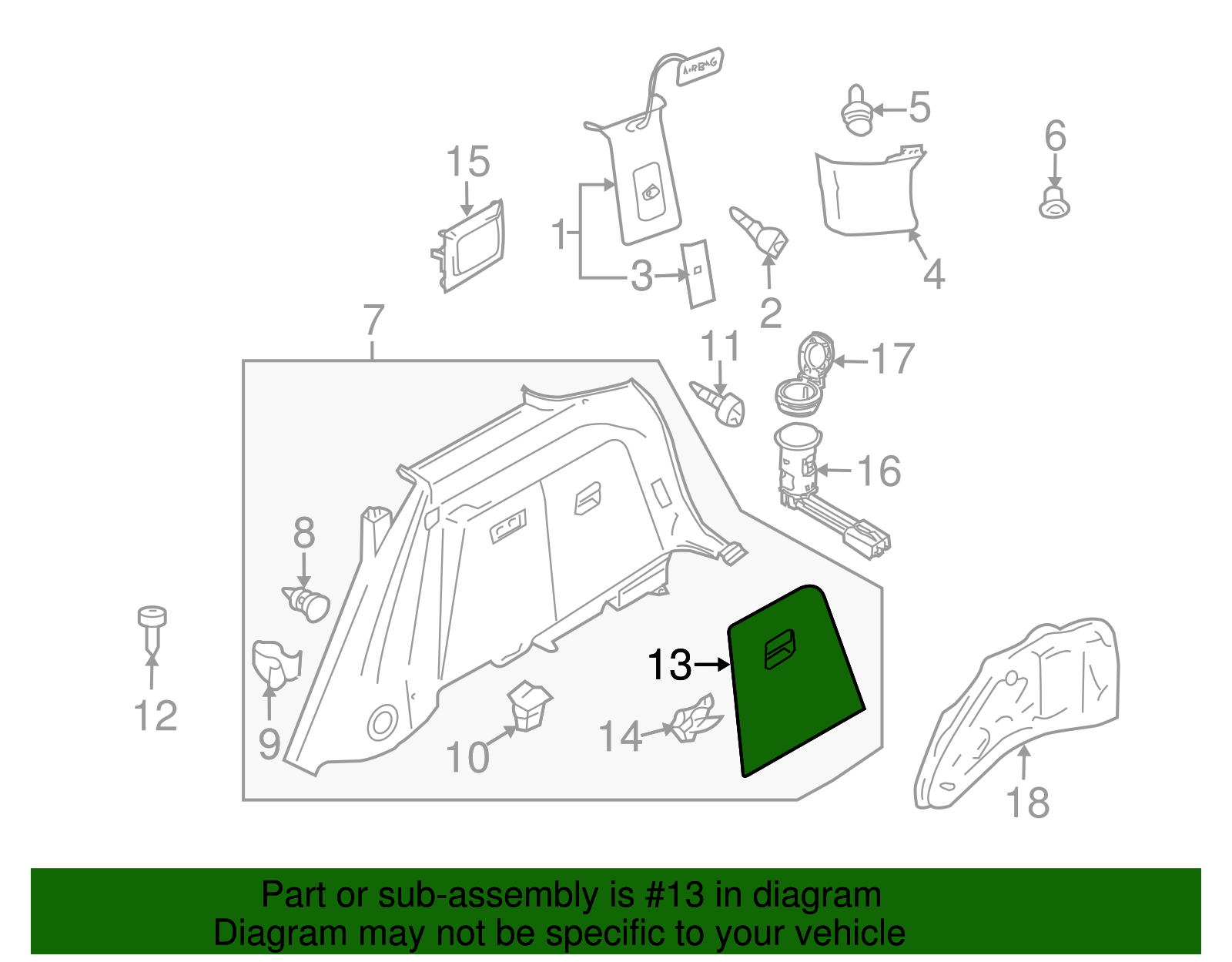 Interior Quarter Panel Trim Panel Access Cover - Volkswagen (7L6-867-462-7Q6)