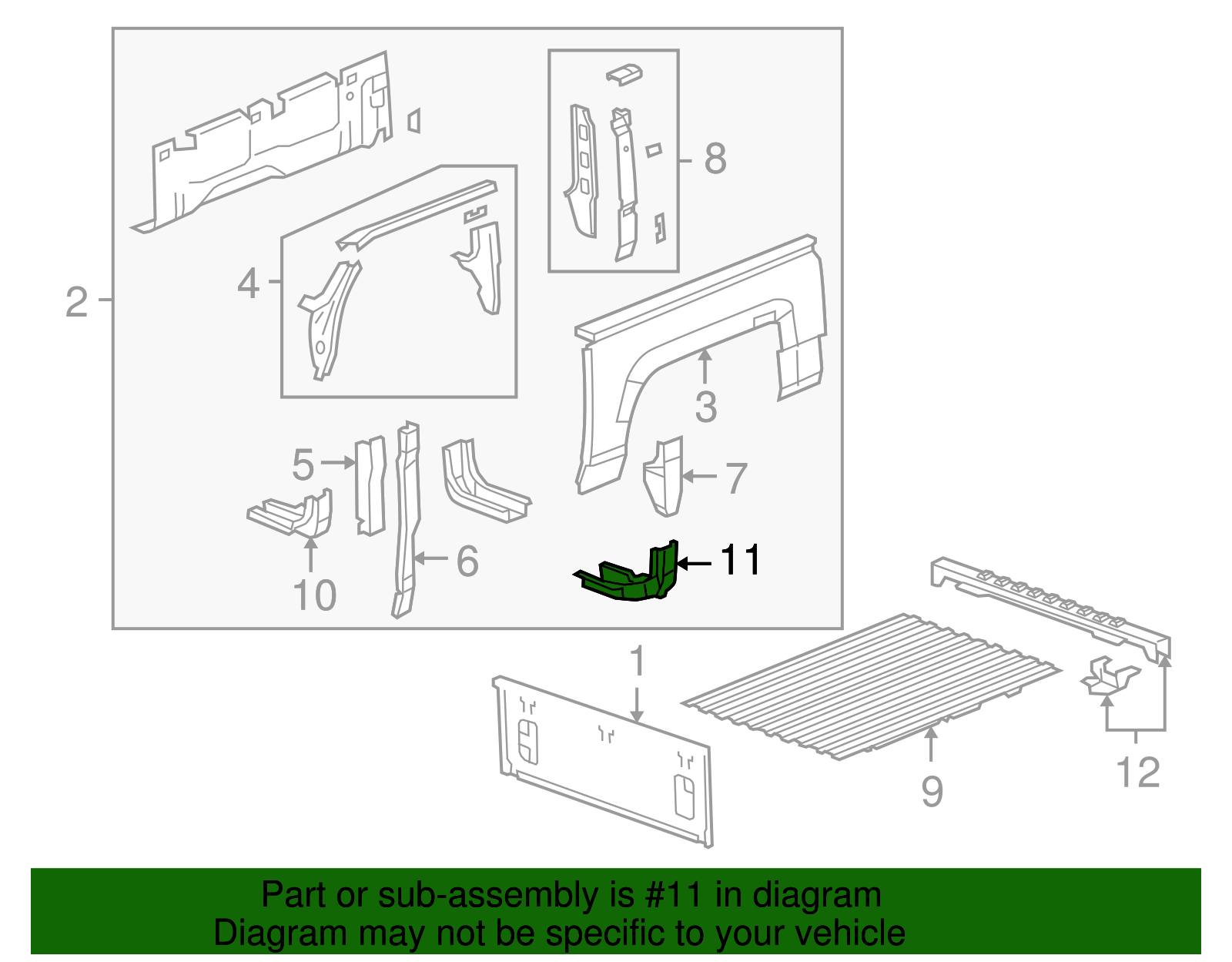 Driver Side Pickup Box Platform Number 4 Cross Sill Reinforcement - GM (93356842)