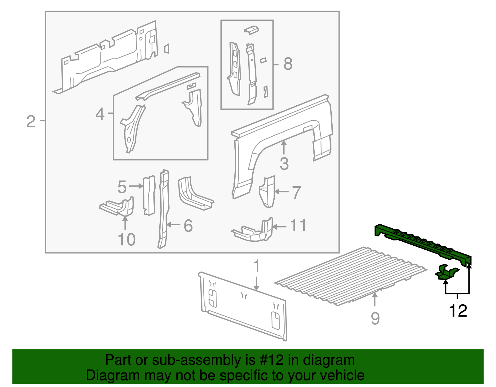 Rear Pickup Box Cross Sill - GM (94715504)