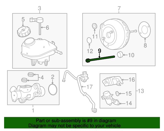 20102019 GM M8x1.25x203 Brake Master Cylinder Bolt 13265563 GM