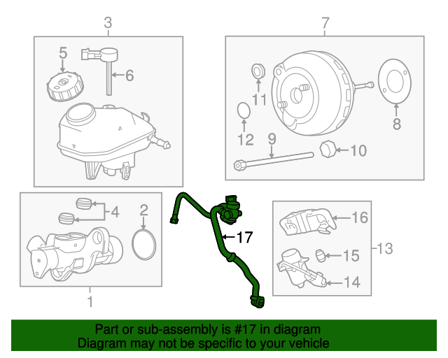 20112012 Chevrolet Cruze Power Brake Booster Vacuum Pipe Assembly