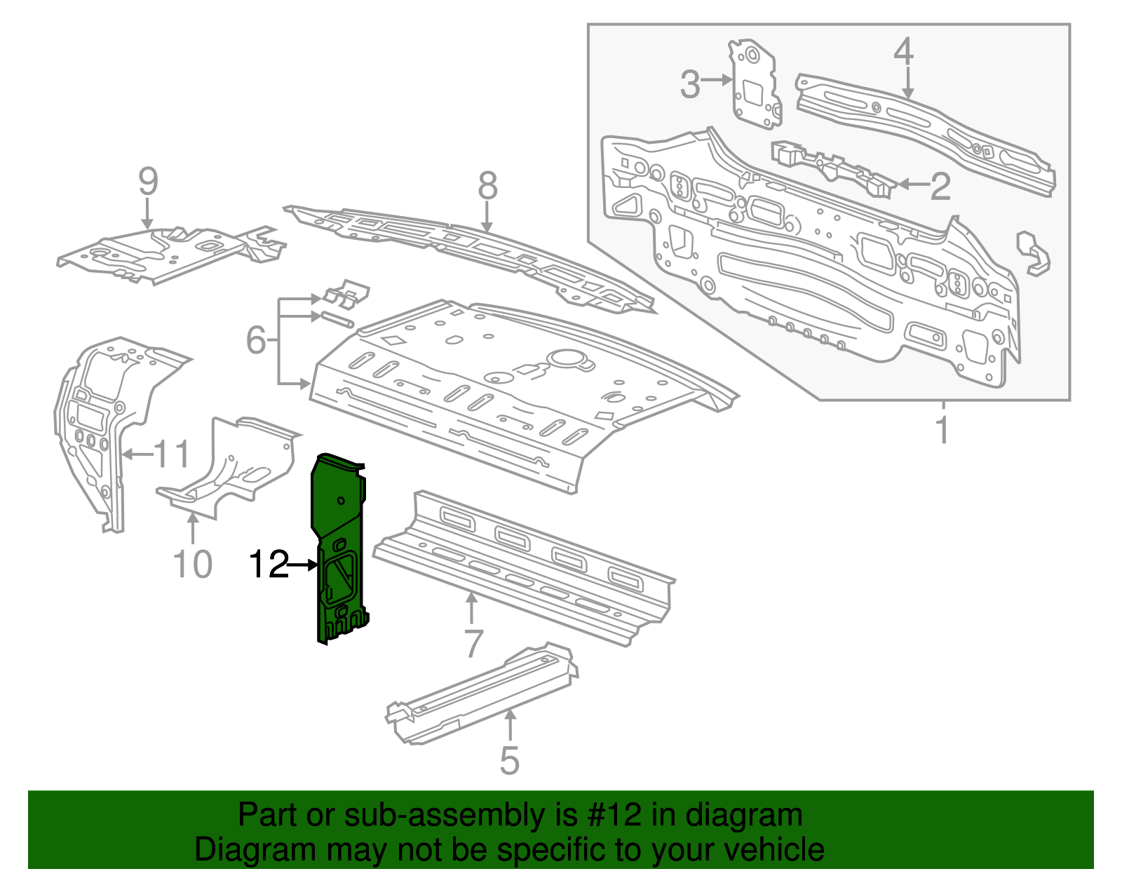 Rear Driver Side Wheelhouse Panel Upper Reinforcement - GM (96901667)