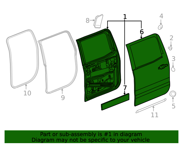 Rear Driver Side Door 84608651 85658274 GM