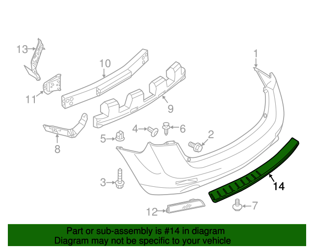 20092023 Nissan Murano Bumper Protector, Rear 999T6CV000 Nissan