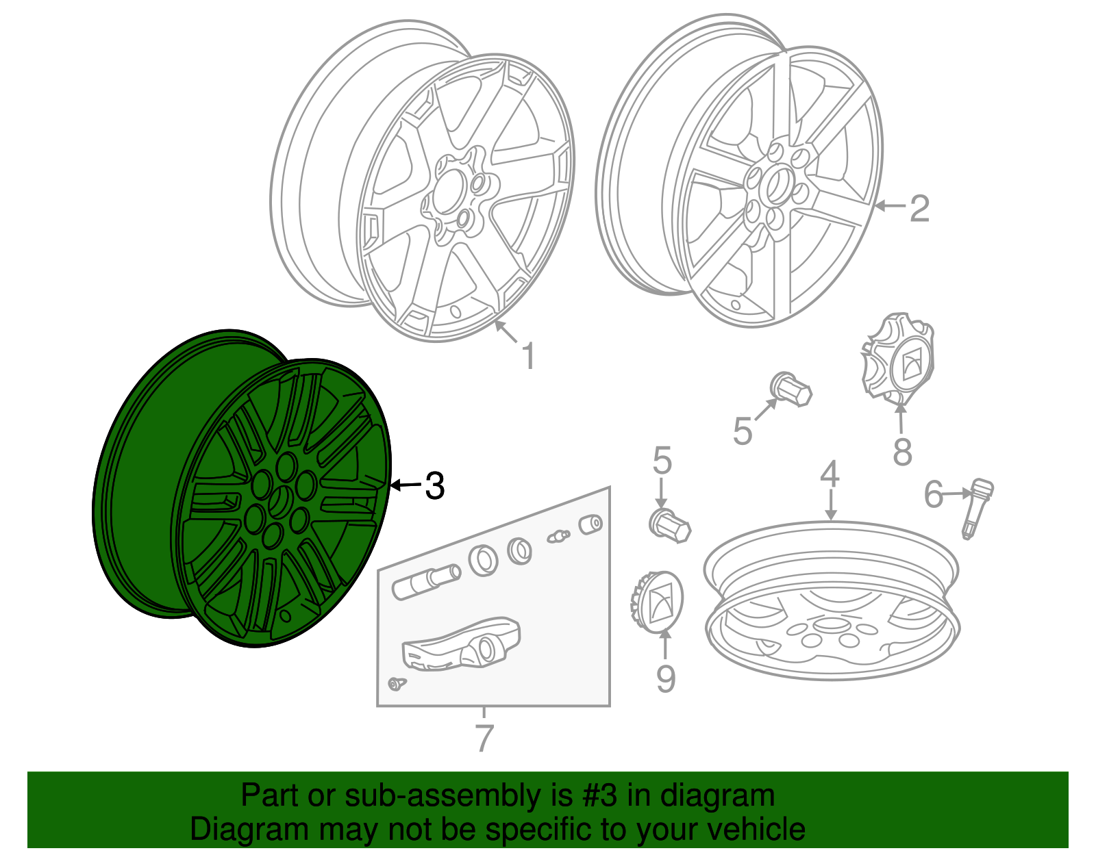 20x7.5-Inch 7-Spoke Aluminum Wheel - GM (09597530)