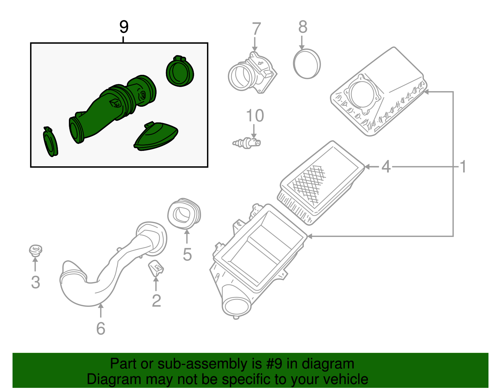 Air Outlet Tube - Ford (XW4Z-9B659-AA)